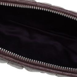 Pre Owned Miu Miu Brown Matelasse Lux Leather Wristlet Clutch 