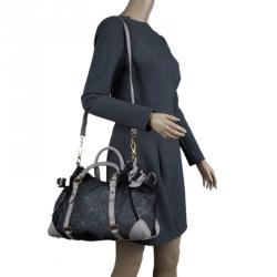 Pre Owned حقيبة ميو ميو يد علوية جلد وشبك بيج/ سوداء