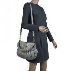 Miu Miu Light Green Matelasse Lux Leather Small Coffer Hobo