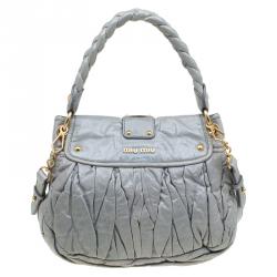 Miu Miu Light Green Matelasse Lux Leather Small Coffer Hobo