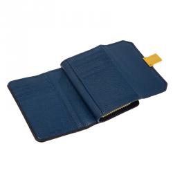 Miu Miu Blue Bi Color Madras Leather Compact Wallet