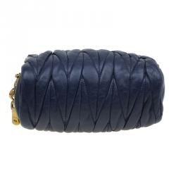 Pre Owned Miu Miu Blue Matelasse Lux Leather Piccole Borse Crossbody Bag