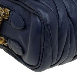 Pre Owned Miu Miu Blue Matelasse Lux Leather Piccole Borse Crossbody Bag