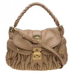 Miu Miu Brown Matelasse Leather Hobo