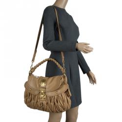 Miu Miu Brown Matelasse Leather Hobo