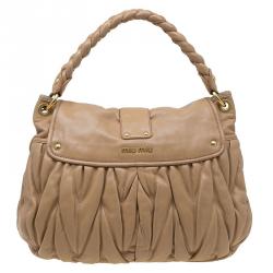 Miu Miu Brown Matelasse Leather Hobo