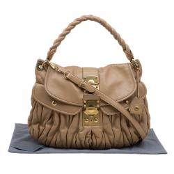 Miu Miu Brown Matelasse Leather Hobo