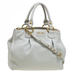 Pre Owned حقيبة يد ميو ميو سحاب مزدوج جلد بيج