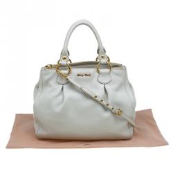 Pre Owned حقيبة يد ميو ميو سحاب مزدوج جلد بيج