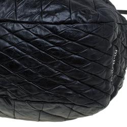 Pre Owned Miu Miu Black Quilted Leather Hobo