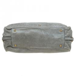 Miu Miu Light Green Leather Lily Distressed Satchel