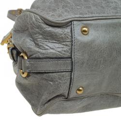 Miu Miu Light Green Leather Lily Distressed Satchel
