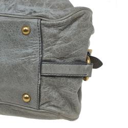 Miu Miu Light Green Leather Lily Distressed Satchel