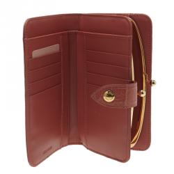 Pre Owned محفظة ميو ميو طويلة جلد نقش تمساح وردية وردي محمر