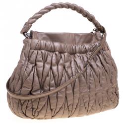 Miu Miu Beige Matelasse Leather Hobo