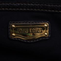 Miu Miu Black Vitello Lux Leather Frame Top Handle Bag