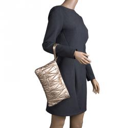 Miu Miu Gold Matelassé Leather Clutch