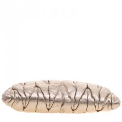Miu Miu Gold Matelassé Leather Clutch
