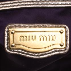 Miu Miu Gold Matelassé Leather Clutch