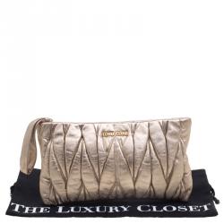 Miu Miu Gold Matelassé Leather Clutch