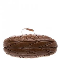 Miu Miu Brown Matelasse Lux Leather Small Coffer Hobo