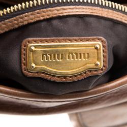 Miu Miu Brown Matelasse Lux Leather Small Coffer Hobo