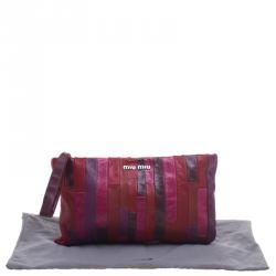 مملوكة مسبقًا Miu Miu Multicolor Patchwork Nappa Leather Wrislet Clutch