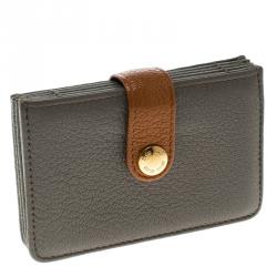 Miu Miu Grey/Brown Leather Accordion Card Holder