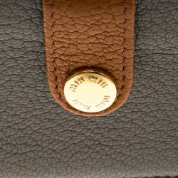 Miu Miu Grey/Brown Leather Accordion Card Holder