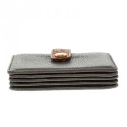 Miu Miu Grey/Brown Leather Accordion Card Holder