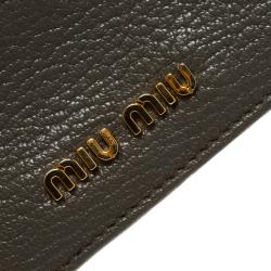 Miu Miu Grey/Brown Leather Accordion Card Holder