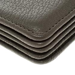 Miu Miu Grey/Brown Leather Accordion Card Holder