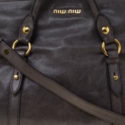 مملوكة مسبقًا Miu Miu Grey Leather Bow Tote