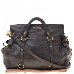 مملوكة مسبقًا Miu Miu Grey Leather Bow Tote