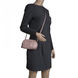 مملوكة مسبقًا Miu Miu Lilac Matelasse Nappa Leather Mini Zipper Shoulder Bag