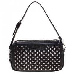 Miu Miu Black Leather Mini Studded Pouch