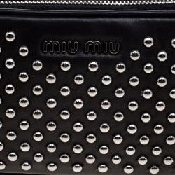 Miu Miu Black Leather Mini Studded Pouch