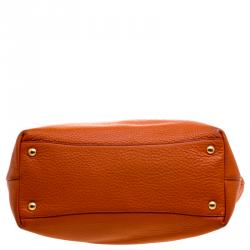 Pre Owned Miu Miu Orange Leather Convertible Tote