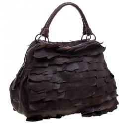 مملوكة مسبقًا Miu Miu Brown Ruffled Leather Satchel