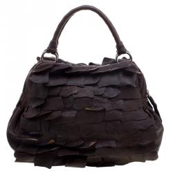 مملوكة مسبقًا Miu Miu Brown Ruffled Leather Satchel