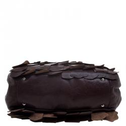 مملوكة مسبقًا Miu Miu Brown Ruffled Leather Satchel