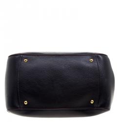 Miu Miu Black Leather Madras Bowling Bag
