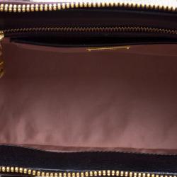 Miu Miu Black Leather Madras Bowling Bag