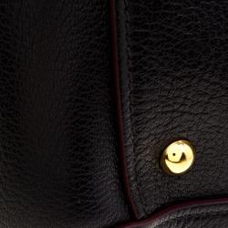 Miu Miu Black Leather Madras Bowling Bag