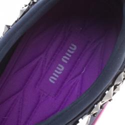 Pre Owned حذاء رياضي ميو ميو استرو ساتان مزخرف أزرق مقاس 38