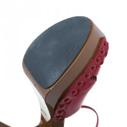 Pre Owned Miu Miu Red Patent Ankle Strap Platform Sandals Size 39