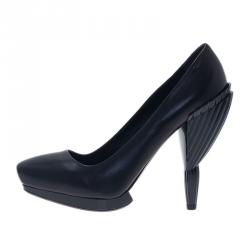 Miu Miu Black Leather Platform Pumps Size 38