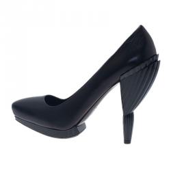 Miu Miu Black Leather Platform Pumps Size 38