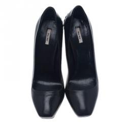 Miu Miu Black Leather Platform Pumps Size 38