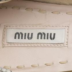 Miu Miu Python Bow Open Toe Ballet Flats Size 37.5